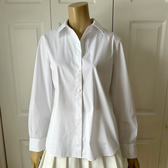 Lafayette 148 New York White Button-Down Shirt - Picture 4 of 9